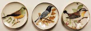Dollhouse Miniature Bird Plates, 3pc