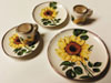 Dollhouse Miniature 2 Dinner and Mugs with Tray, Sunflower