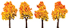 3 Inch Red Orange Autumn  Tree w/ Textured Trunk, 4pk