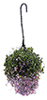 Dollhouse Miniature Hanging Basket: Pink-Purple-White, Large