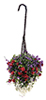 Dollhouse Miniature Hanging Basket: Red-Purple-White