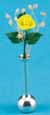 Dollhouse Miniature Single Rose, Yellow, Asst. Alum & Brass Vase
