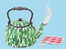 Dollhouse Miniature Teakettle with Potholder Flow Green