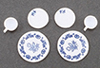 Dollhouse Miniature Decorated Dishes, Blue, 6/Pc