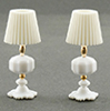 Dollhouse Miniature White Table Lamps, 2 pc
