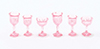Dollhouse Miniature 6 Pcs., Stemware, Pink
