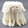 Dollhouse Miniature Lace Top Skirted Table, Ivory