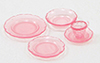 Dollhouse Miniature Depression Dish Set, 5Pc Pink