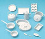 Dollhouse Miniature Cookware Kit, White, 14Pcs