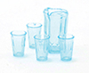 Dollhouse Miniature Pitcher W/4 Glasses, Blue