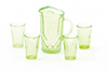 Dollhouse Miniature Pitcher W/4 Glasses, Green