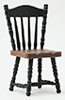 Side Chair, Black with Walnut Seat