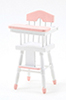 Dollhouse Miniature High Chair, pink and white