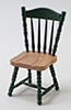 Dollhouse Miniature Side Chair, Oak & Hunter Green