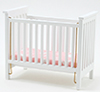 Slatted Nursery Crib, White with Pink Fabric