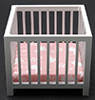 Slatted Play Pen, White with Pink Fabric