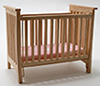 Slatted Nursery Crib, Oak with Pink Fabric