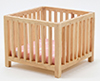 Slatted Play Pen, Oak with Pink Fabric
