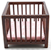 Slatted Play Pen, Walnut with Pink Fabric