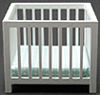 Slatted Play Pen, White with Blue Pattern Fabric