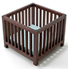 Slatted Play Pen, Oak with Blue Pattern Fabric