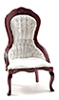Dollhouse Miniature Victorian Lady's Chair, Mahogany, Blue and Gold