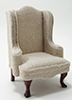 Dollhouse Miniature Chair, Mahogany with White Fabric