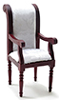 Dollhouse Miniature Armchair, Mahogany with White Fabric