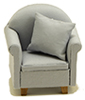 Dollhouse Miniature Chair with Pillow, Gray
