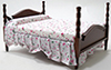 Dollhouse Miniature Double Bed, Walnut