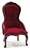 Victorian Lady's Chair, Walnut W/Red Velour Fabric
