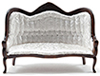 Victorian Sofa, Walnut, White Brocade