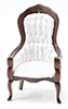 Victorian Gent's Chair, Walnut, White Brocade