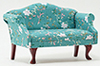 Sofa, Mahogany with Turquoise Floral Fabric