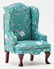Chair, Mahogany with Turquoise Fabric