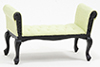 Settee, Black With Green Fabric