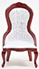 Victorian Lady's Chair, Mahogany with White Brocade Fabric  