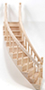 Dollhouse Miniature Stairs, 2-Rail, Right Curve, Assembled