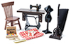Dollhouse Miniature Sewing Room Set, 5 pc