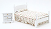 Dollhouse Miniature Bed & Night Stand, White