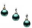 Green Pearl Ornaments, Pkg. 3