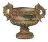 Dollhouse Miniature Urn/Aged Tan W/Moss/3Pcs