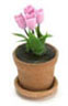 Dollhouse Miniature Tulip In Clay Pot, Pink