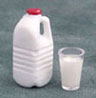 Dollhouse Miniature 1/2 Gallon Milk W/Glass Of Milk