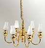 Dollhouse Miniature 6 Up-Arm Frosted Long Chimney Chandelier