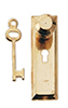 Dollhouse Miniature Knob W/Key Plate, Brass 2/Pk