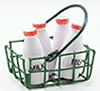 Dollhouse Miniature Milk Bottles In Basket