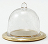 Dollhouse Miniature Gold Tray With Clear Dome