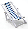 Beach Chair, Blue/White Fabric