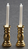 Dollhouse Miniature Brass Candlesticks & Candles 2Pc